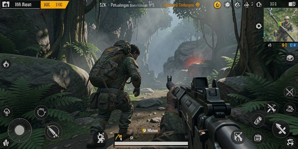 Tampilan gameplay mendebarkan di dalam 5ZK dengan aksi seru TPS.