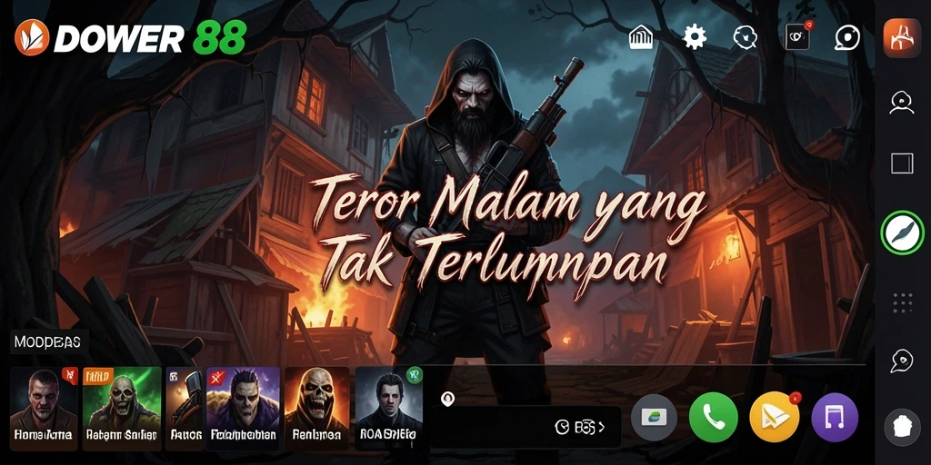 Tangkapan layar dari gameplay menegangkan DOWER88 yang penuh kengerian.
