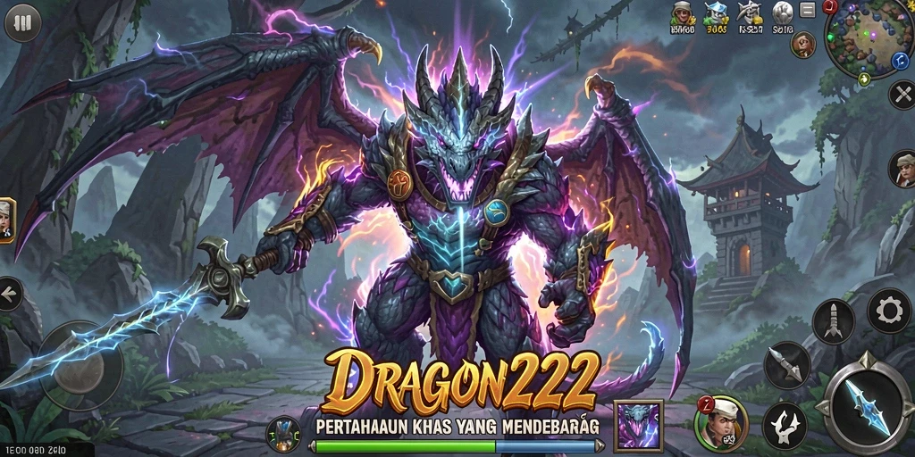 Screenshot gameplay DRAGON222 menampilkan pertahanan yang epik dan strategi menara yang cerdas.