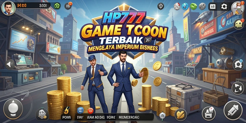 Screenshot gameplay HP777 menampilkan aktivitas pengelolaan bisnis yang dinamis.