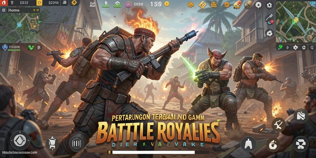 Screenshot gameplay JUARAGO yang menunjukkan pertarungan seru dalam mode Battle Royale.
