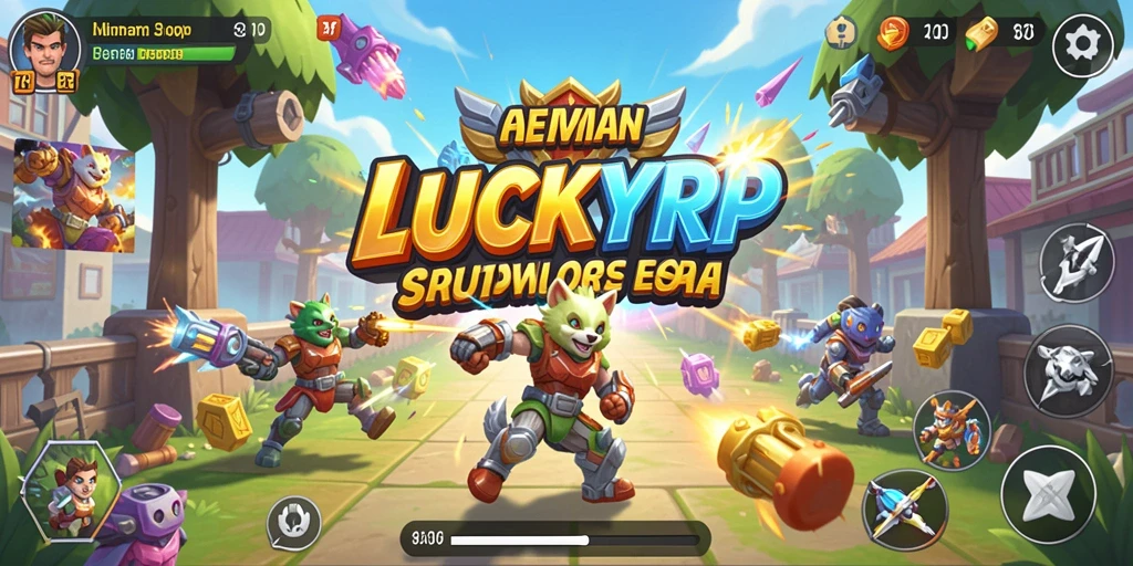 Screenshot LUCKYRP menampilkan gameplay Arcade yang penuh warna dan dinamika.