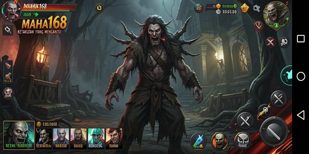 Tampilan gameplay menegangkan dari MAHA168 yang menggambarkan suasana Horror.