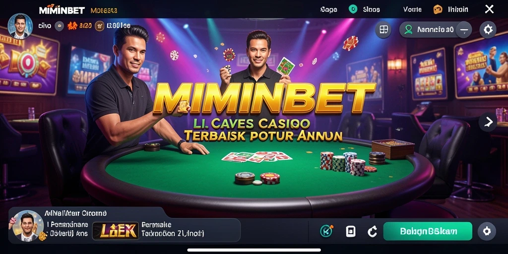 Screenshot MIMINBET menampilkan dealer langsung dalam aksi di permainan kasino.