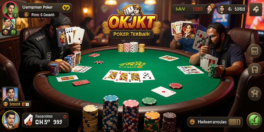 Tampilan gameplay Poker yang seru di aplikasi OKJKT.