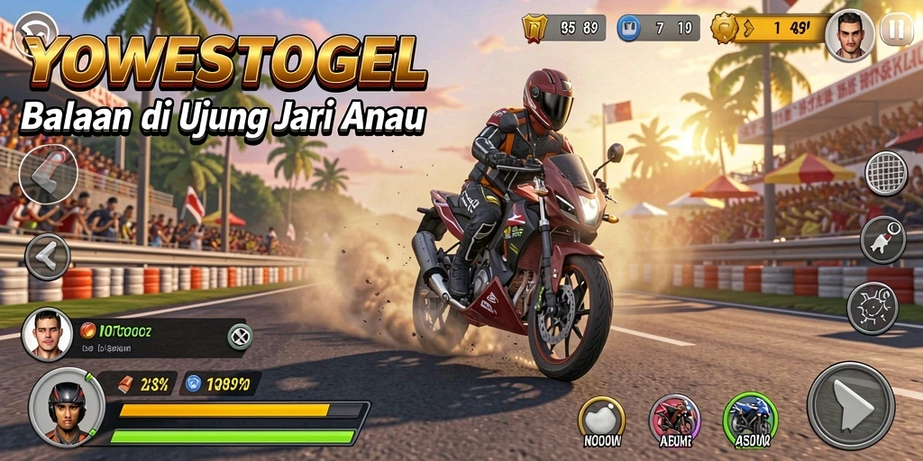 Gameplay seru YOWESTOGEL dengan motor berkecepatan tinggi.
